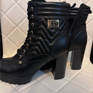 Black and gold lace boots